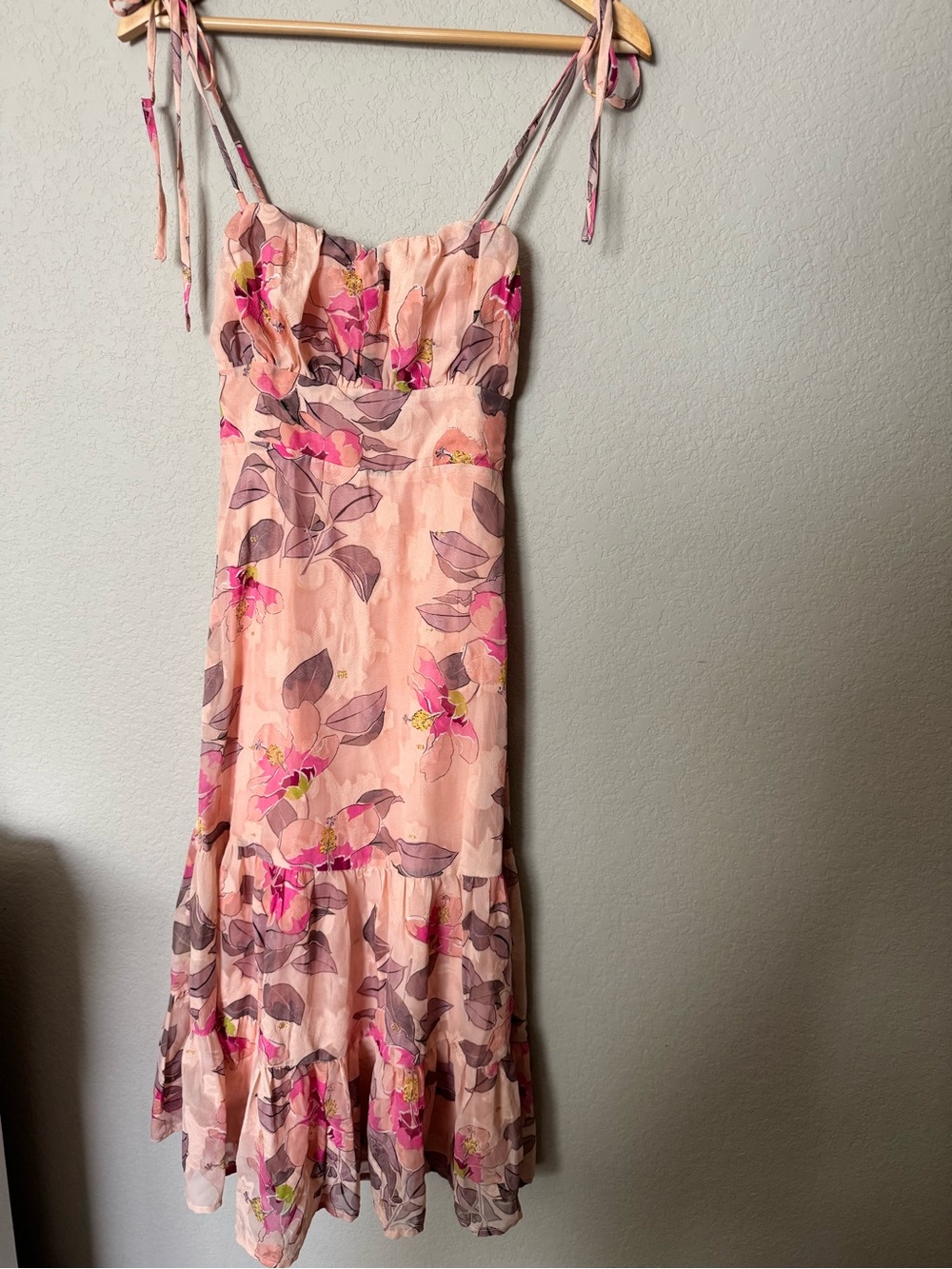 Pink Floral Tie-Shoulder Sundress